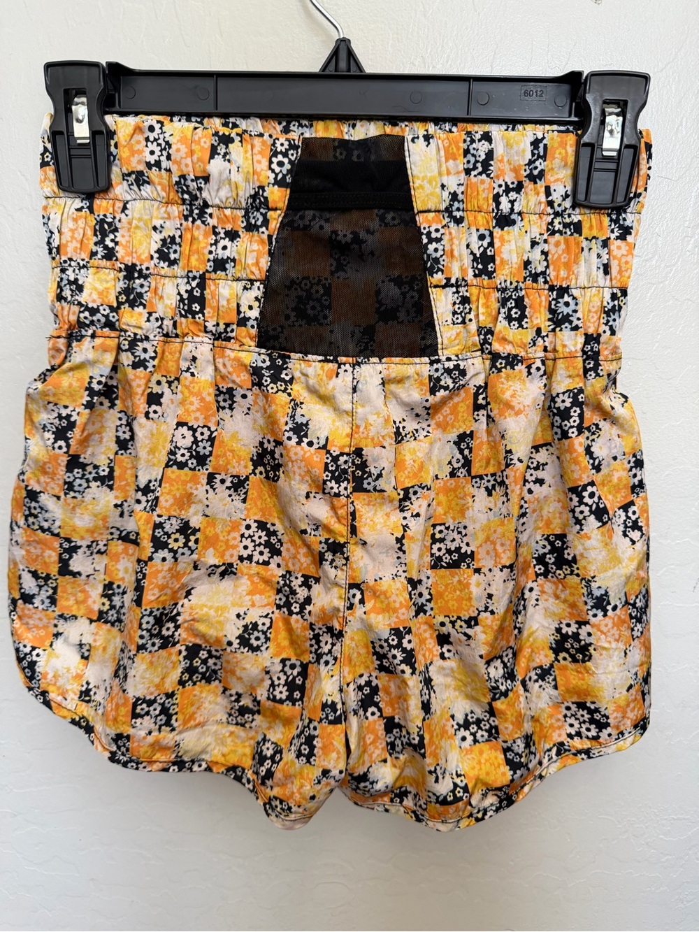 Smocked Waist Floral Patchwork Shorts - Yellow/Black - Picture 2 of 4